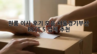 원룸 이사 후기 모음: 서울/경기/부산 BEST 5 업체 추천
